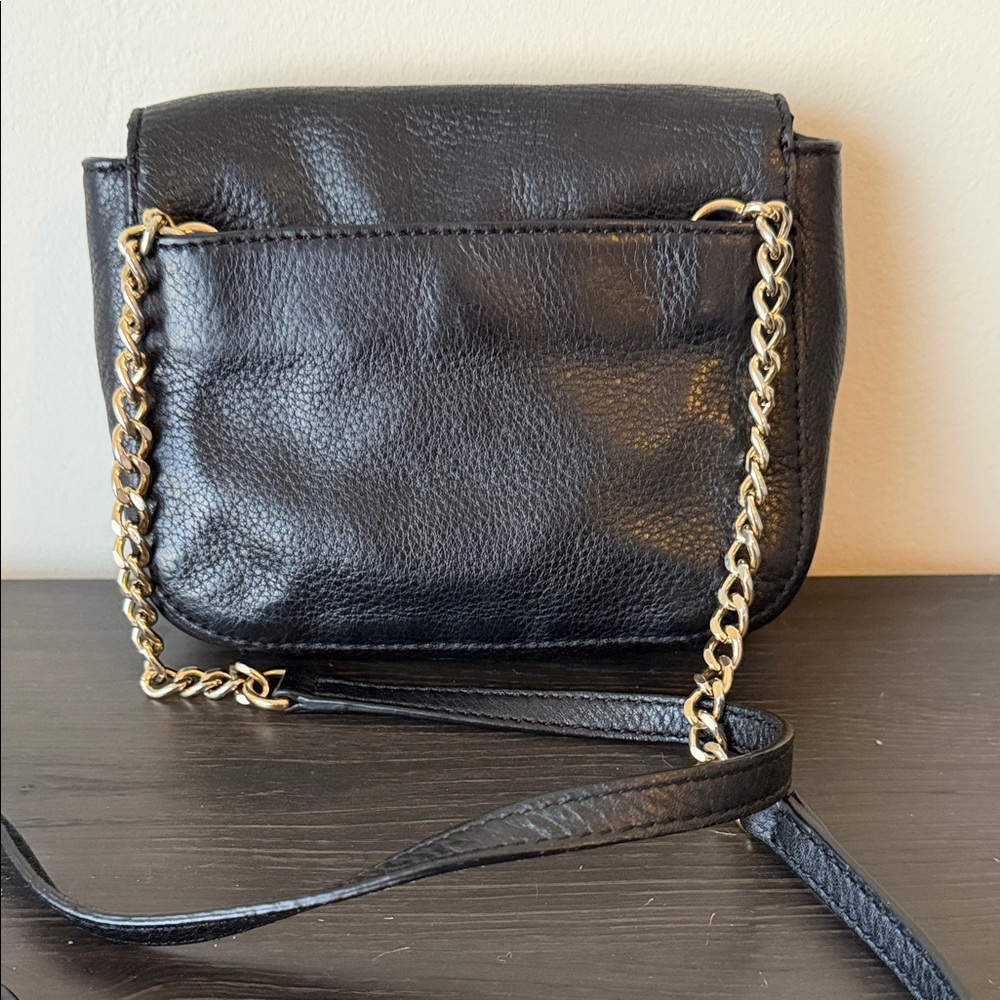 Michael Kors Black Pebbled Leather Crossbody Bag with Gold Accents - Picture 4 of 5